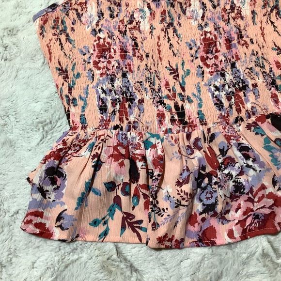 Angie smocked floral blouse spring summer - Picture 6 of 11